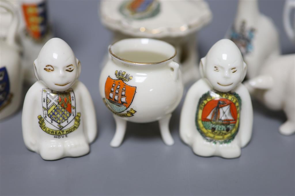 A small collection of crested china